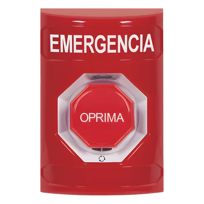 Botón de Emergencia / Acción Mantenida / Girar para Restablecer / LED Multicolor / Texto Español / ADA / Anti-Vandálico