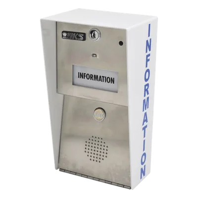 Estación de información / Comunicación full duplex / Línea telefónica analógica, digital o VoIP / Marcación automática 10 u 11 dígitos / Transformador 16 VCA 20 VA incluido