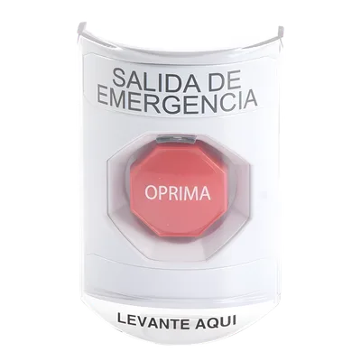 Botón de Emergencia / Texto en Español / Cubierta de Policarbonato / Restablecimiento con Llave / Rango -40 a 121°C / Sellado NEMA 3R
