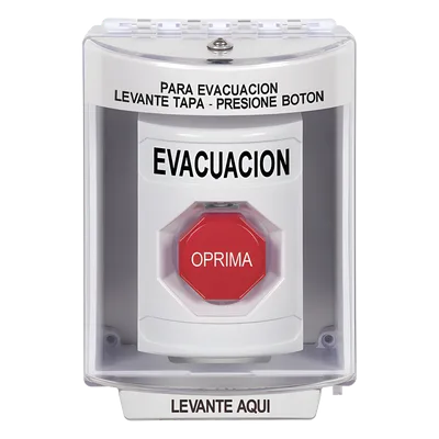 Botón de Evacuación / Cubierta Policarbonato / Restablecimiento con Llave / Bocina Integrada / Interior-Exterior / -40 a 121 °C