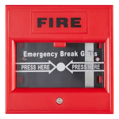 Botón de Emergencia / Color Rojo con Leyenda FIRE / Interior / NO-NC / 3-36 VDC / 86x86x50 mm / 3.4x3.4x2.0 in