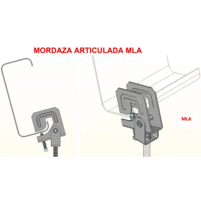 Mordaza articulada ligera / 3/8" (10 mm) / Fijación techos inclinados / Estructuras metálicas