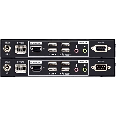 Extensor KVM Óptico USB True 4K | DisplayPort-HDMI | 300 m (984.3 ft) | Resolución 4K @ 60 Hz 4:4:4 | HDR10 | RS-232 | USB 2.0 | Audio Estéreo y Embebido | SFP+ 10 Gbps