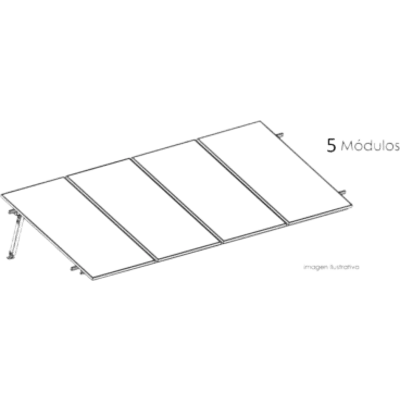 Estructura de Montaje Fotovoltaico / Losa Plana / Configuración 1x3 / Viento 170 km/h / Inclinación 10° / Rieles E-O 3.55 m (11.65 ft) / Rieles N-S 2.14 m (7.02 ft) / Altura 0.52 m (1.71 ft) / Área 10