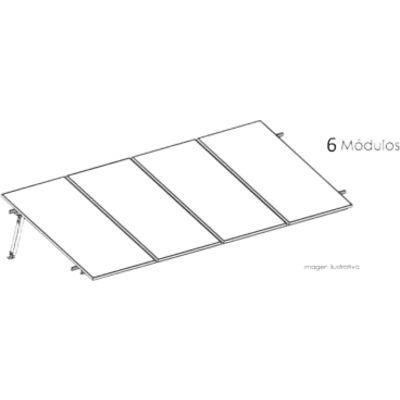 Estructura de Montaje Fotovoltaico / Losa Plana / Configuración 1x3 / Viento 170 km/h / Inclinación 10° / Rieles E-O 3.55 m (11.65 ft) / Rieles N-S 2.14 m (7.02 ft) / Altura 0.52 m (1.71 ft) / Área 10