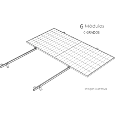 Sistema Montaje Solar / Losa Inclinada / 6 Módulos 645 W / Superficie 20 m² (215.3 ft²) / 170 km/h