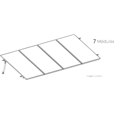Estructura de Montaje Fotovoltaico / Losa Plana / Viento 170 km/h / Inclinación 10° / Rieles E-O 3.55 m (11.65 ft) / Rieles N-S 2.14 m (7.02 ft) / Altura 0.52 m (1.71 ft) / Área 10 m² / Módulos 645 W