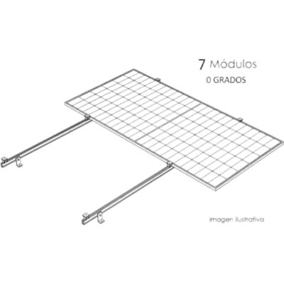 Sistema de Montaje Solar / Techo Plano / 1 Módulo / Viento 140 km/h / Inclinación 15° / Área 4 m²