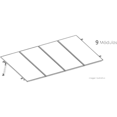 Estructura de Montaje Fotovoltaico / Losa Plana / Configuración 1x3 / Viento 170 km/h / Inclinación 10° / Rieles E-O 3.55 m (11.65 ft) / Rieles N-S 2.14 m (7.02 ft) / Altura 0.52 m (1.71 ft) / Área 10