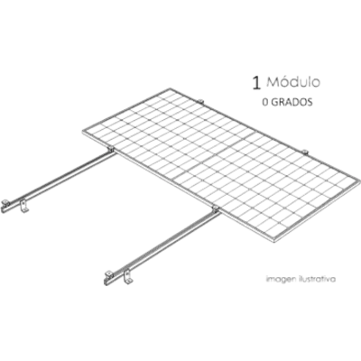 Sistema de Montaje Solar / Techo Plano / 1 Módulo / Inclinación 15° / Resistencia Viento 140 km/h / Área 4 m² (43.1 ft²)