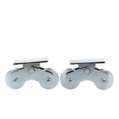 Rueda Doble para Puerta Corrediza / 12 cm / Carga 1200 kg / Canal U Semiredondo / Acero Galvanizado