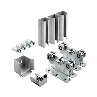 Kit para Puertas Autoportantes / Hasta 3 m (9.8 ft) / 600 kg / Rodillos de Nylon / Acero Galvanizado