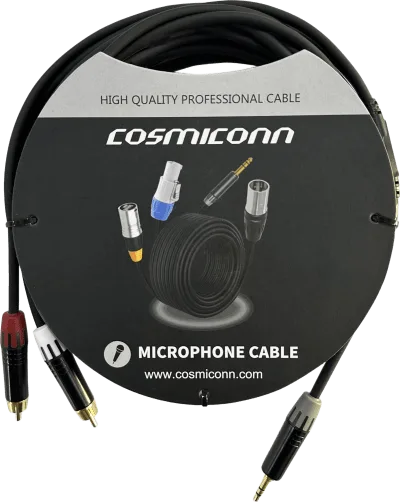 Cable Audio 3.5mm a 2 RCA / Diferenciador Blanco y Rojo / Conectores Negros / 5m (16.4 ft)