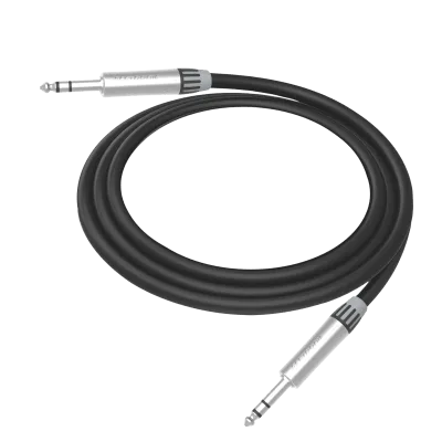 Cable de Audio Estéreo / Plug 1/4 in a Plug 1/4 in / Conectores Seetronic / Triple Blindaje / Longitud 3 m (9.8 ft) / Carcasa Cromada