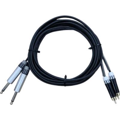 Cable de Interconexión de Audio / 2 Conectores 1/4 a 2 RCA Macho / Longitud 5 m (16.4 ft) / Conectores Chapados en Oro