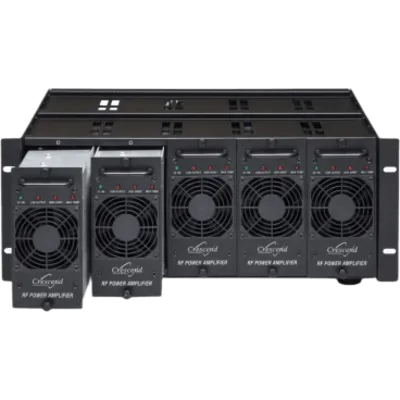 Amplificador de Potencia VHF / 100 Watts / 136-174 MHz / Modular / Rack 19" / Protección VSWR / Enfriamiento por Ventilador / LED Indicadores
