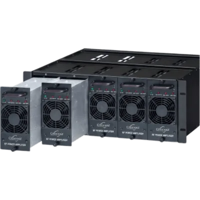 Amplificador de Potencia VHF / 100 Watts / 136-174 MHz / Modular / Rack 19" / Protección VSWR / Enfriamiento por Ventilador / LED Indicadores