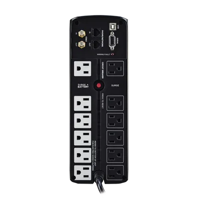 UPS Línea Interactiva / 1500 VA / 900 W / 12 Tomas NEMA 5-15R / 6 con Respaldo / Pantalla LCD / AVR / Supresión 1500 J