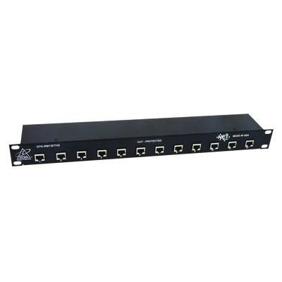 Protector de puertos IP / 12 Canales / CAT5e-CAT6A / 10Gbps / 20kA / Blindado