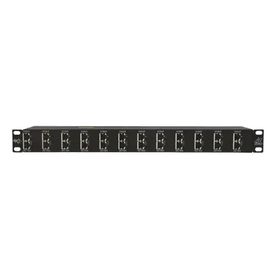 Protector Rack 12 Puertos / RJ45 / 10 GbE / PoE y PoE+ / CAT5e CAT6 CAT6A / 1U / 20 kA / 75V