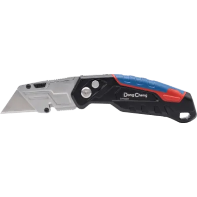 Navaja Utilitaria Abatible / Cuerpo Aluminio con Revestimiento TPR / Cuchillas SK5 de Acero al Carbono / Cortadora de Hilo Integrada / 4 Hojas de Repuesto Incluidas