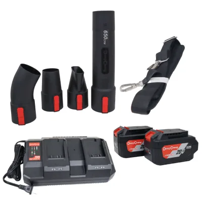 Sopladora Inalámbrica / 20V+20V / 6.0 Ah / Motor Sin Escobillas 1100 W / 650 CFM / 62 m/s / 6 Velocidades + Turbo / 1.9 kg