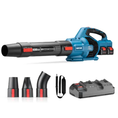 Sopladora Inalámbrica / 20V+20V / 6.0 Ah / Motor Sin Escobillas 1100 W / 650 CFM / 62 m/s / 6 Velocidades + Turbo / 1.9 kg