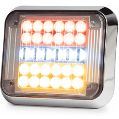 Luz Perimetral 7x9" STTR (Rojo/Blanco/Ámbar) 12V Bisel Cromado