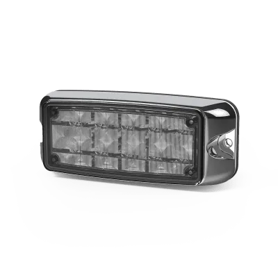 Luz de Advertencia LED / Montaje en Superficie / Rojo/Azul / 10 LEDs / 12-24 VDC / Bisel Cromado / IP Resistente