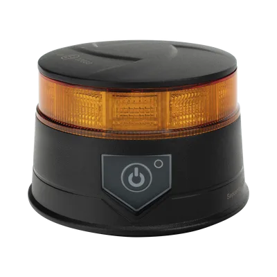 Baliza LED Recargable / Color Ámbar / IP67 / 12-24 V / 7 Patrones de Destello / Montaje Magnético y Succión
