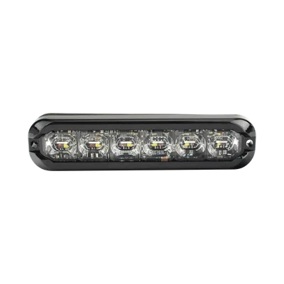 Luz de Advertencia Direccional Flexible / 12 LED Duales / Rojo/Blanco / Montaje Curvo hasta 120° / IP69K / IP67 / SAE Clase I y II / 12-24V / 69 Patrones de Destello