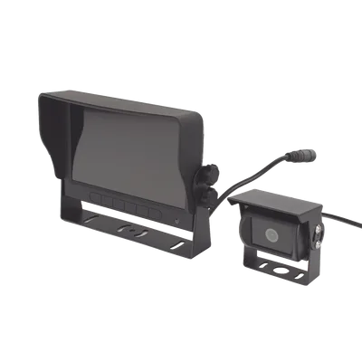 Cámara de Reversa con Monitor / Detección IA de Peatones y Vehículos / HD 720p / IR 18 LED / Expandible a 2 Cámaras / Monitor Táctil