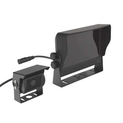 Cámara de Reversa con Monitor / Detección IA de Peatones y Vehículos / HD 720p / IR 18 LED / Expandible a 2 Cámaras / Monitor Táctil
