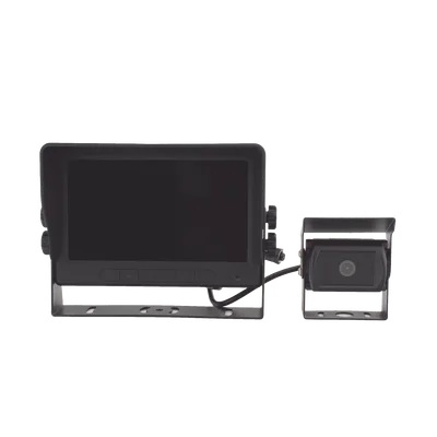 Cámara de Reversa con Monitor / Detección IA de Peatones y Vehículos / HD 720p / IR 18 LED / Expandible a 2 Cámaras / Monitor Táctil