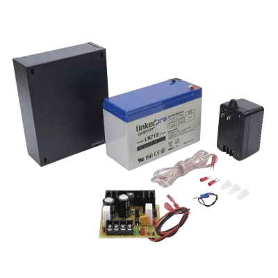 Fuente de Alimentación para Control de Acceso / 12 VCC 1A / Supresión de Voltaje 110-130 VCA / Batería de Respaldo 7 Ah / Uso en Interiores