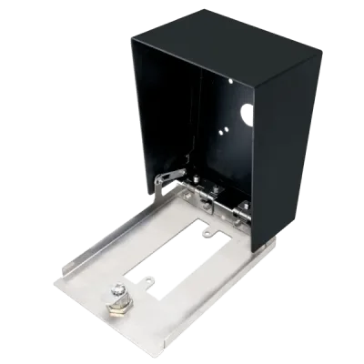 Gabinete para Montaje en Poste / Carcasa de Acero con Pintura en Polvo / Placa Frontal de Acero Inoxidable con Bisagra / IP65 Impermeable / 128x170x94 mm (5.0x6.7x3.7 in)