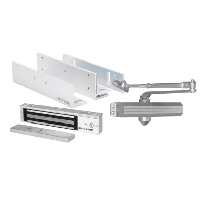Kit Control de Acceso / Chapa Magnética 600 lbs (280 kg) / Brackets L y Z / Cierrapuertas 150 kg / UL