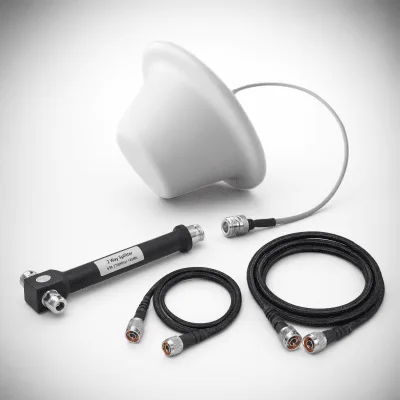 Kit Antena Omnidireccional Domo / Divisor de Potencia 2 Salidas / Jumpers Coaxiales 3 m (9.8 ft) y 15 m (49.2 ft) / Conectores N Macho