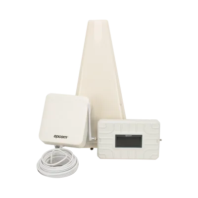 Kit PLUS de Amplificador de Señal Celular 5G / Penta Banda / Soporta 2G, 3G, 4G y 5G / Compatible con TELCEL, AT&T, MOVISTAR y OMV / Cobertura hasta 250 m2 / Incluye Antenas, Jumpers coaxiales y másti