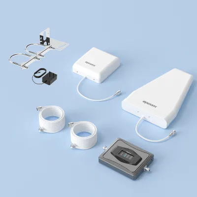 Amplificador Celular 4G / Triple Banda 850/1900/2100 MHz / Ganancia 68 dBm / Cobertura 600 m² / Kit Completo con Antenas y Cables