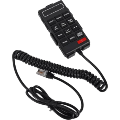 Controlador de Sirena Portátil / Teclado de Mano Cableado / Compatible con Sirena X100F / Control de Luces, Sirena y Perifoneo / Tonos HI-LO, WAIL, YELP / 13.5 - 27.2 VCD