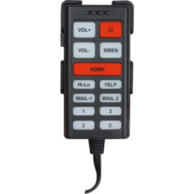 Controlador de Sirena Vehicular / 13 Botones / Ajuste de Volumen / Luces Auxiliares / Conexión Cableada / Montaje en Tablero