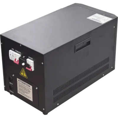 Regulador de Voltaje Industrial Split Phase / 2 kVA / 2 kW / Estabilización ±2% / Entrada 176-264 Vca / Salida 215.6-224.4 Vca / Eficiencia 98% / Tiempo de Respuesta 0.5 s