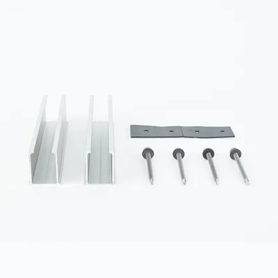 Mini Riel de Aluminio para Módulos Solares / Techo Inclinado 0° / Anodizado / 35 mm / 2 Rieles + 4 Tornillos Autoperforantes