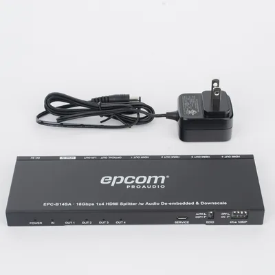 Splitter HDMI / 1x4 Salidas Simultáneas / 4K@60Hz 4:4:4 / HDMI 2.0b / Extractor de Audio Óptico y Analógico / Down Scaler 4K a 1080p / HDCP 2.2 / 18 Gbps
