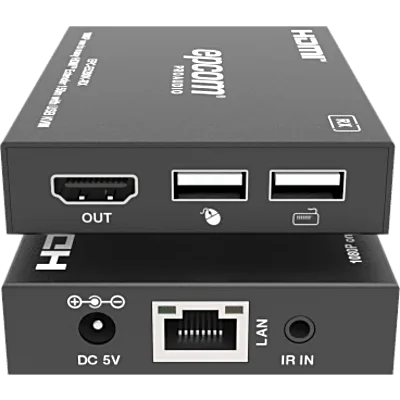 Extensor HDMI con KVM | Sobre IP | Transmisión hasta 150m | Cat5e/6 | HDCP 1.4 | 1080p | Control IR | Compatible con Switch 1G