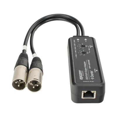 Extensor de Audio Dante® / 2 Canales XLR / Latencia Configurable 1-5ms / Transmisión 100 m (328 ft) / PoE / USB-C / HDMI 1.4