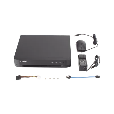 DVR Pentahíbrido / 12 Canales / 8 TURBOHD + 4 IP / 5 Megapixel Lite / Audio Bidireccional por Coaxitron / AcuSense / H.265+ / 1 Bahía HDD 10 TB / Salida HDMI y VGA Full HD