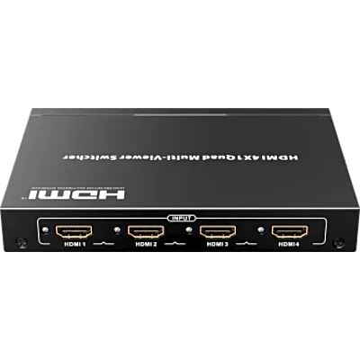 Switch Multiviewer HDMI / 4 Entradas a 1 Salida / 1080p @ 60Hz / Quad / Full Screen / Dual / Control Remoto