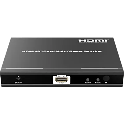 Switch Multiviewer HDMI / 4 Entradas a 1 Salida / 1080p @ 60Hz / Quad / Full Screen / Dual / Control Remoto